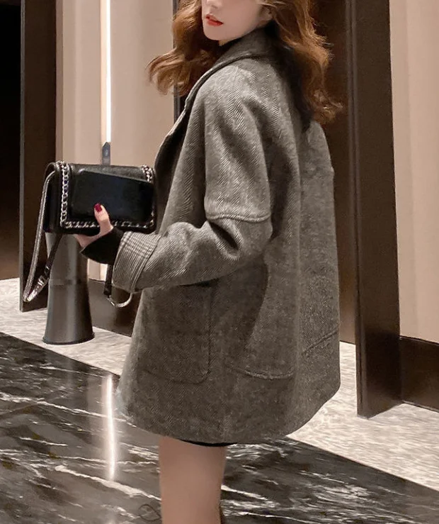 Frauen Herbst Winter 2025, Neue Koreanische Stil Britischen Mode Woolen Jacke Lose Abnehmen Casual Kleinen Anzug Top