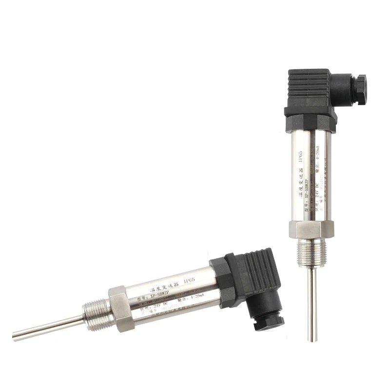 Pt100 Intergrated Temperature Sensor Transmitter Probe 4-20mA Stainless Steel For Water Oil Temperature Control