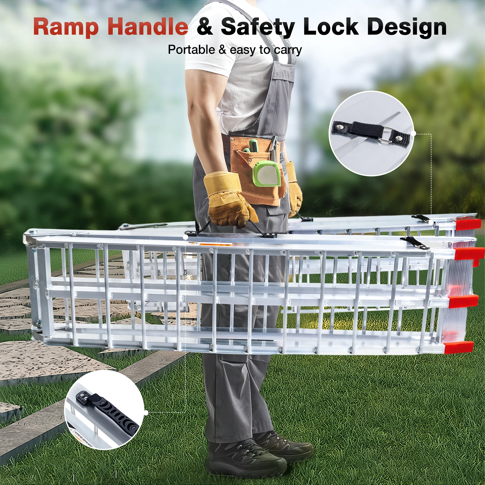 2 PCS ATV Ramps Folding Loading Ramps 1800 Lbs Capacity 7.5FT, Lightweight Portable Truck Motorcycle Ramps 4 Wheeler For Pickup Trucks, Trailer, Lawn Mower, Dirt Bike