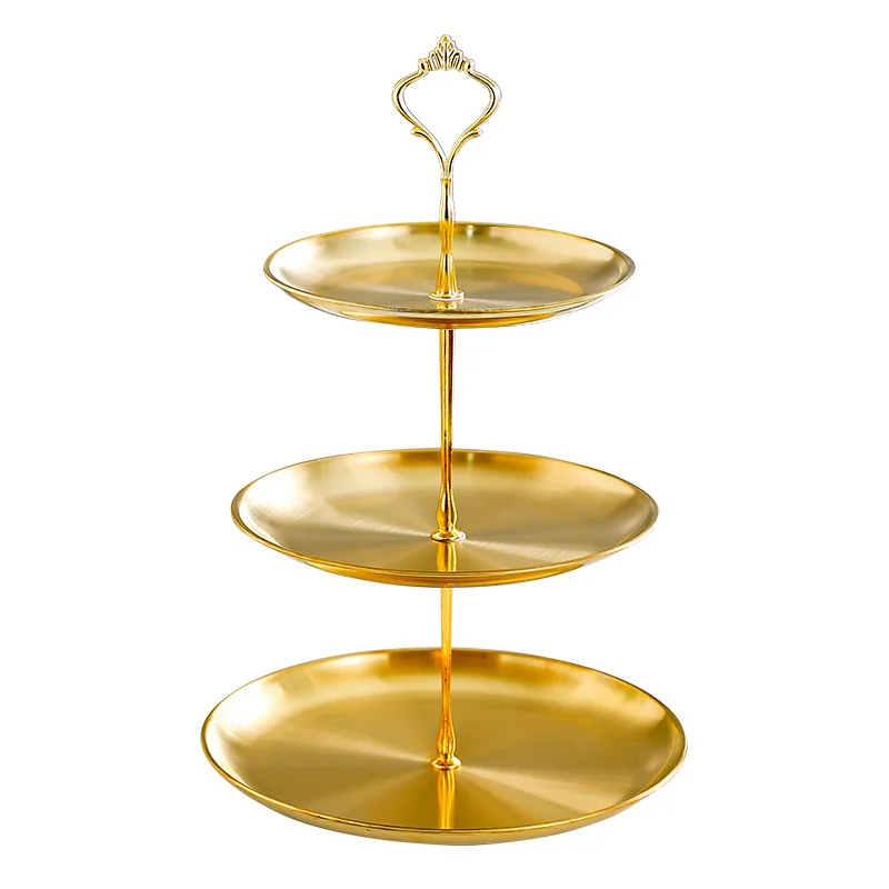 Stainless steel dried fruit plate three-layer afternoon tea snack multi-layer fruit skewer plate wedding cake plate, rack basket