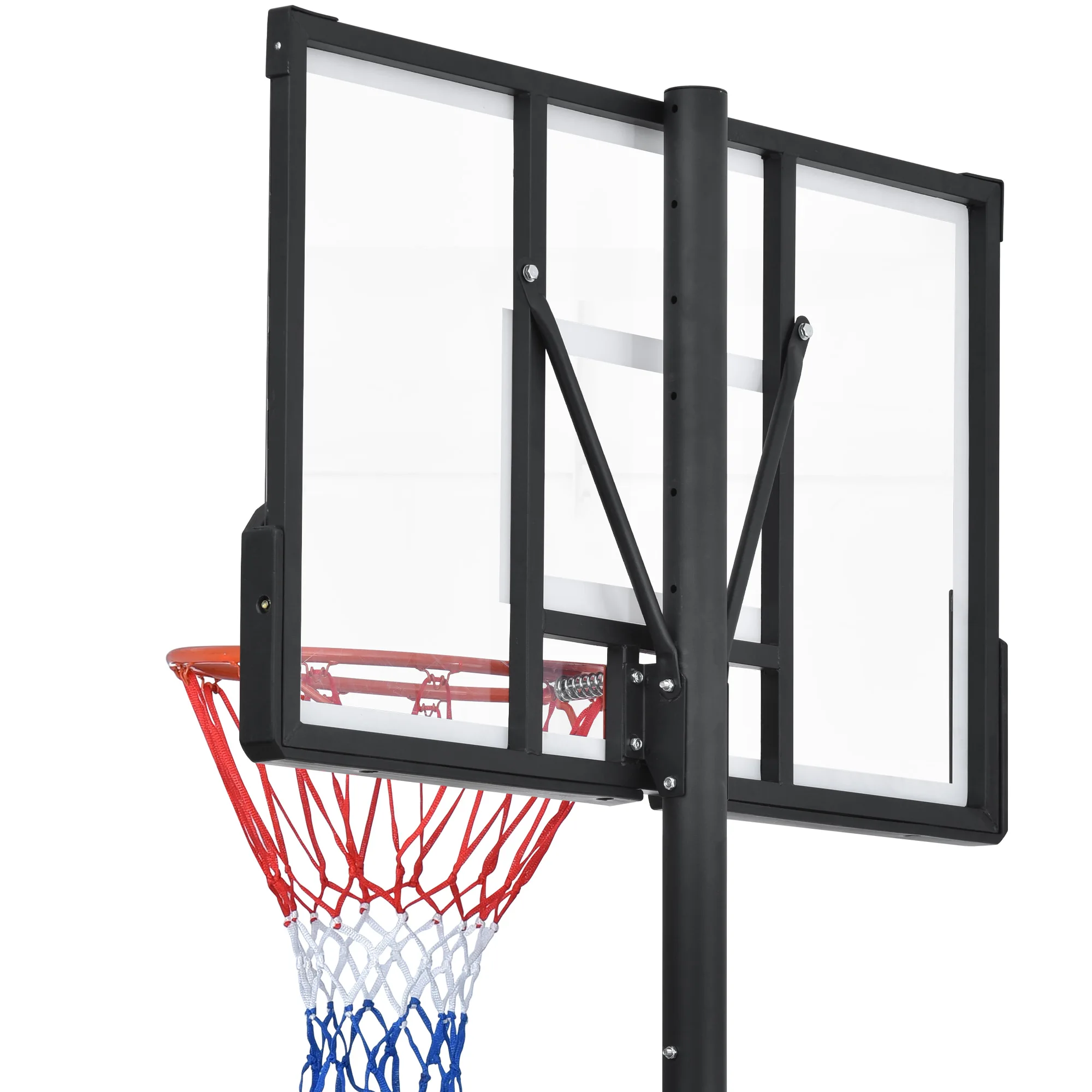 ポータブルバスケットボールフープバスケットボールシステム8-10フィート高さ調整青少年大人用LEDバスケットボールフープライト、カラフルなライト