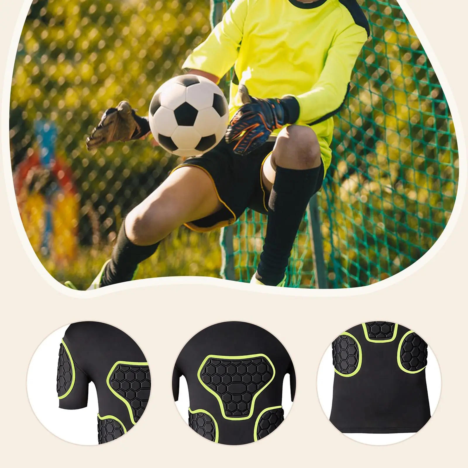 Men EVA Padded Football Compression Shirt Versatile Breathable Rib Protector