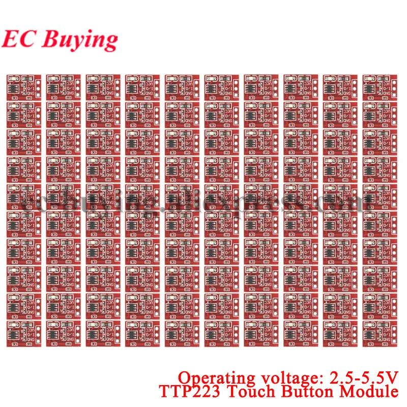 2Pcs-100Pcs TTP223 Touch Button Module Capacitor Type One Single Channel Self Locking Touch Switch Sensor 2.5-5.5V For Arduino