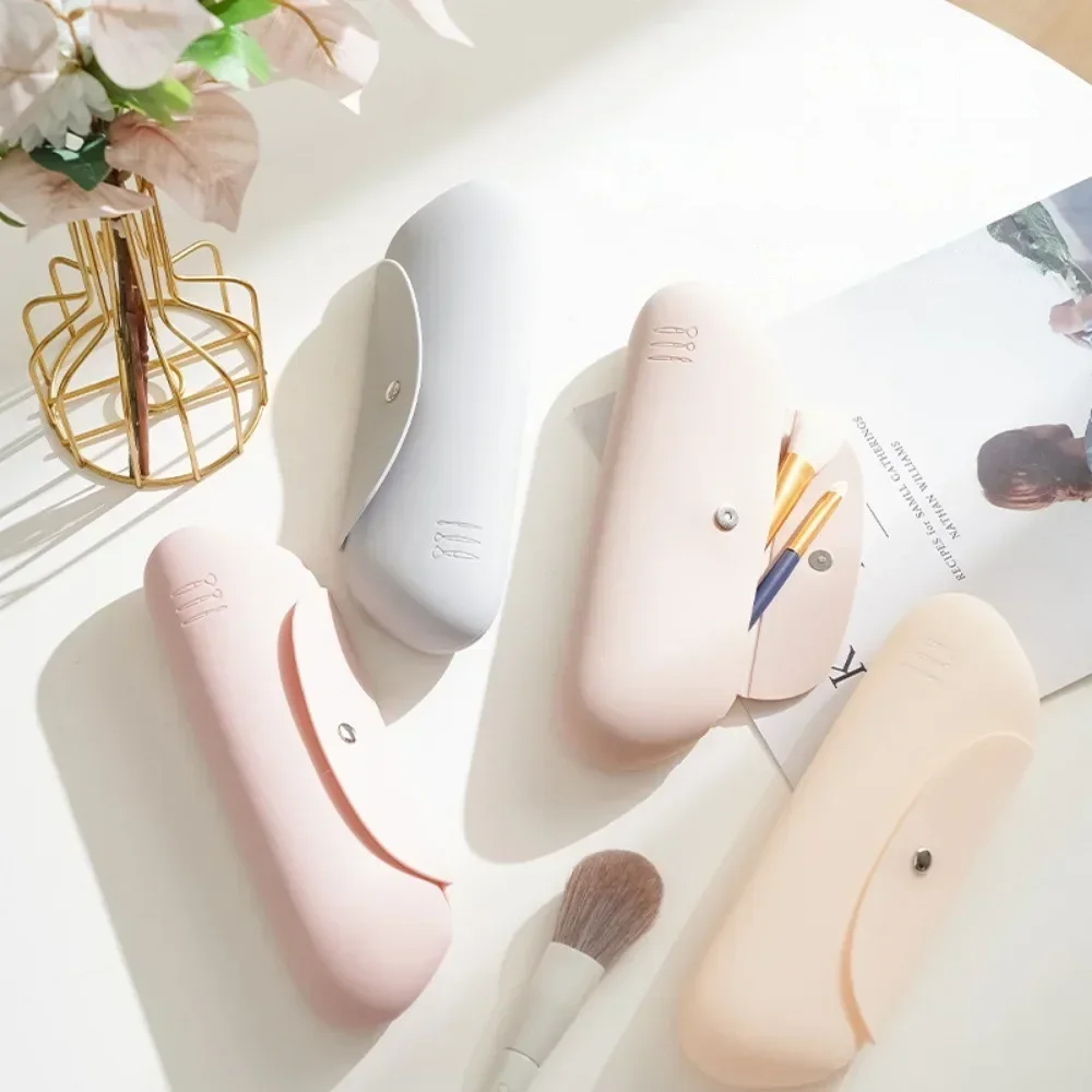 Soporte para brochas de maquillaje de viaje, bolsa de almacenamiento de brochas cosméticas de silicona, estuche de esponja de belleza portátil, organizador de maquillaje para viajar
