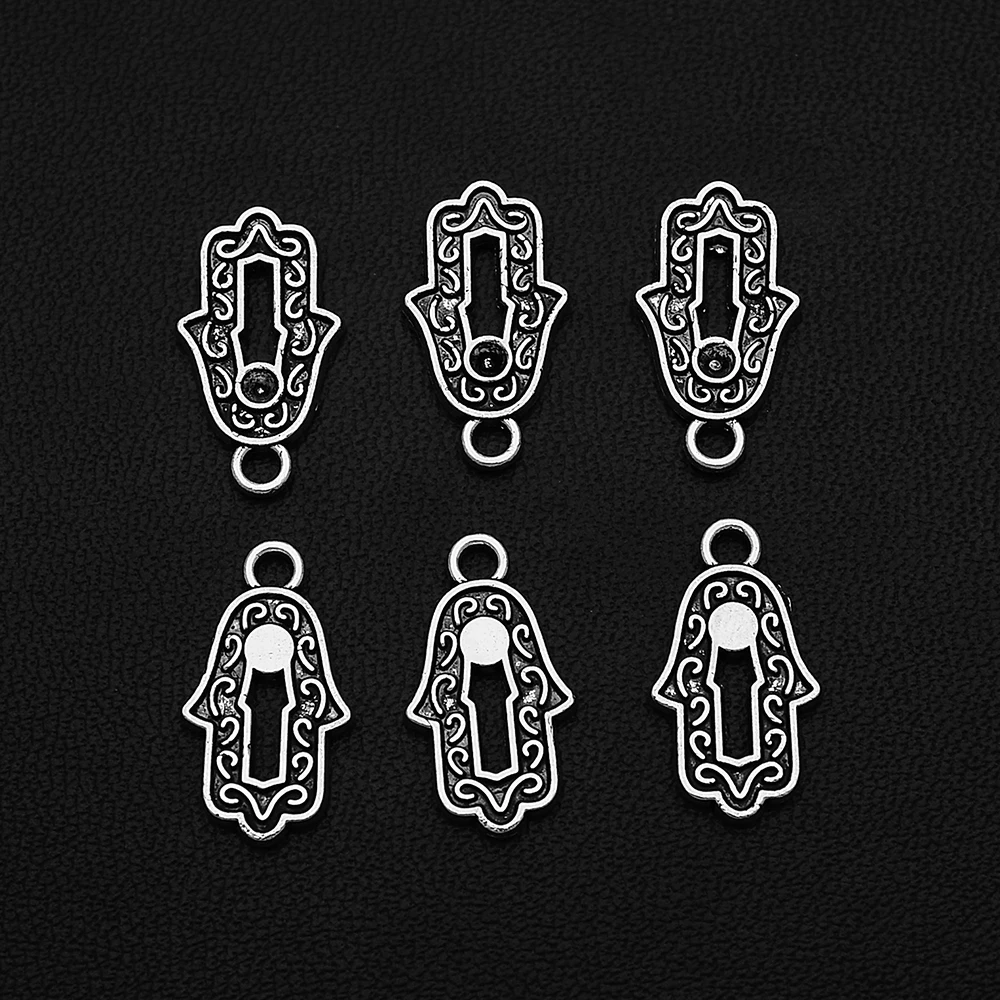 30pcs/lot--10x17mm Mini Hamsa Hand Fatima Charms Pendants For Diy Jewelry Making Supplies Accessories Wholesale Bulk Items