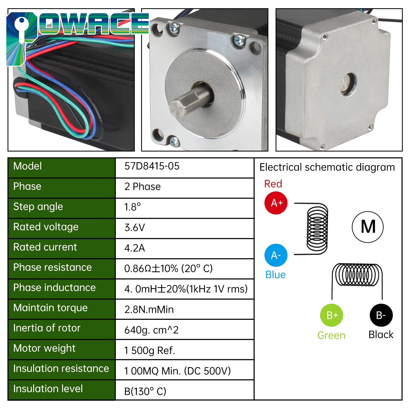 Nema23 Stepper 57mm Motor Stepper 2 fase 4-timah 2,8n. m 4,2a 112mm panjang untuk peralatan Monitor Printer 3D CNC