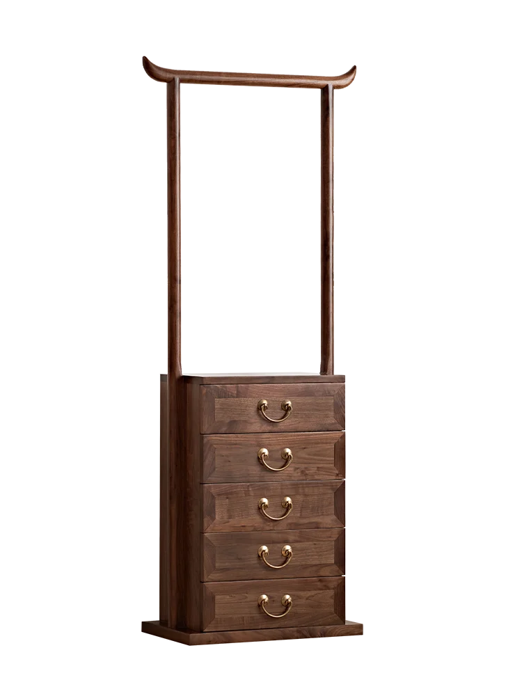 New Chinese North American Black Walnut Carry Box Cabinet Bedside Solid Wood Ash Wood Edge Cabinet Zen Clothes Hat Rack