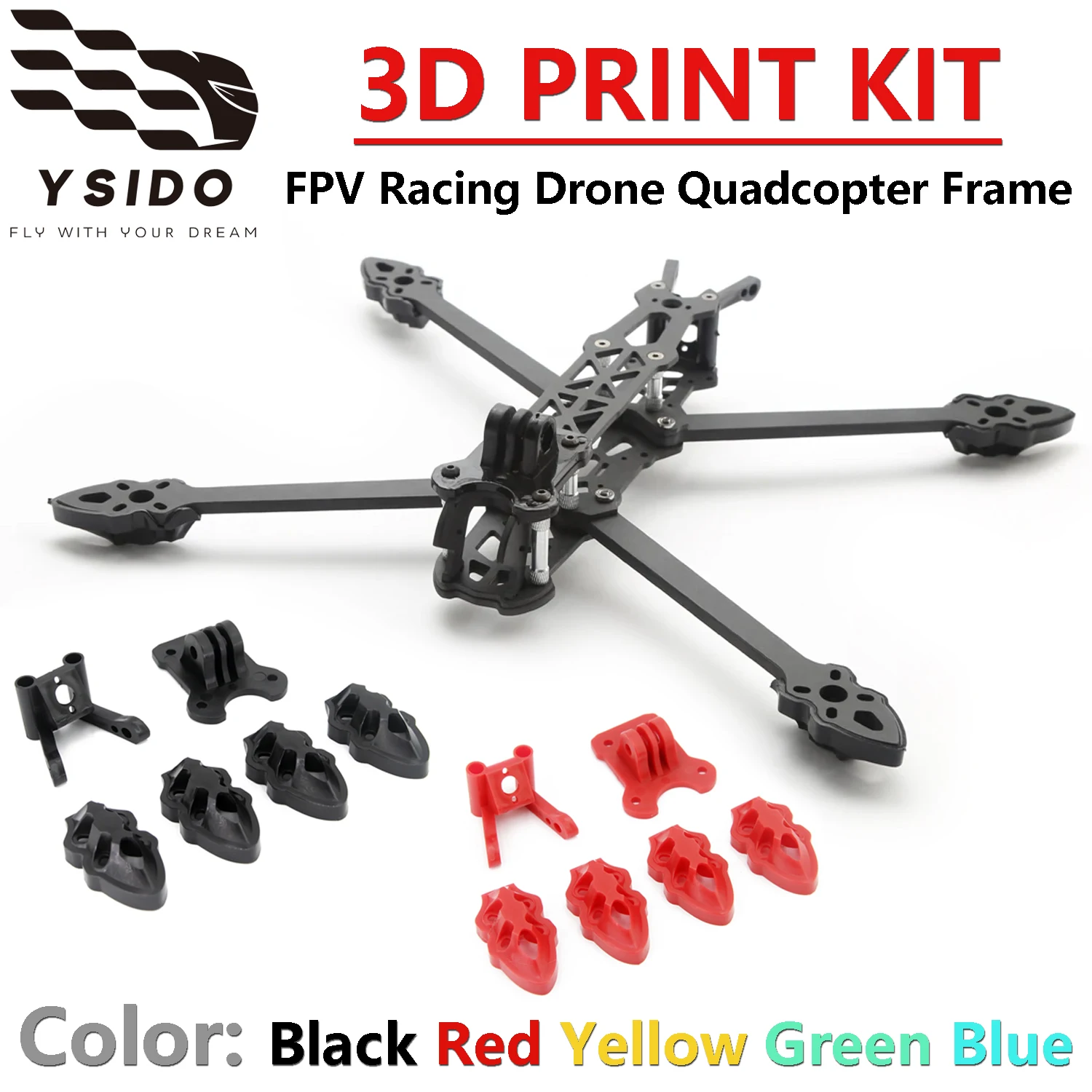 Mark4 5inch / 7inch FPV Frame 3D Print Kit for Camera Mounting/Antenna/Motor Mounting Base RC FPV Racing Drone Quadcopter Parts
