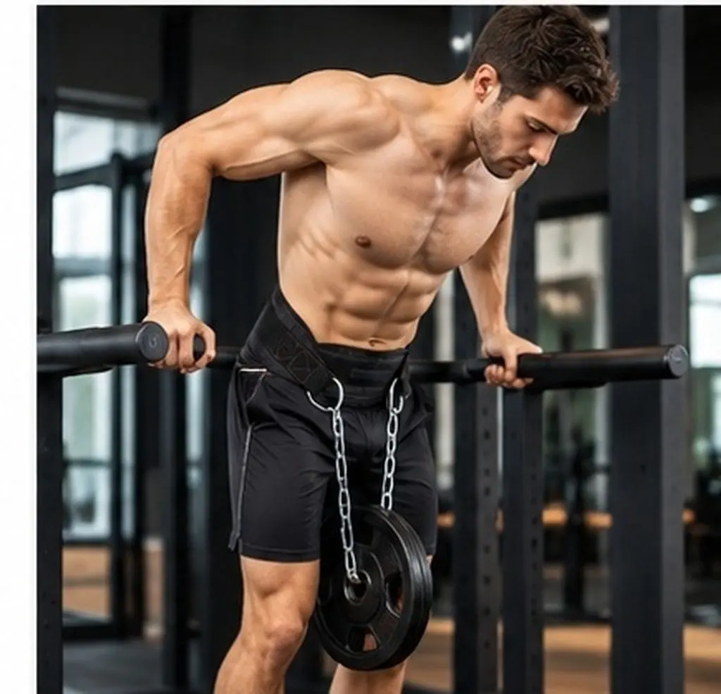U-Shaped Dip Belt Weight Lifting 32 Steel Chain Heavy Duty Adjustable for Dips Chin Ups Power Bodybuilding Dip Belt