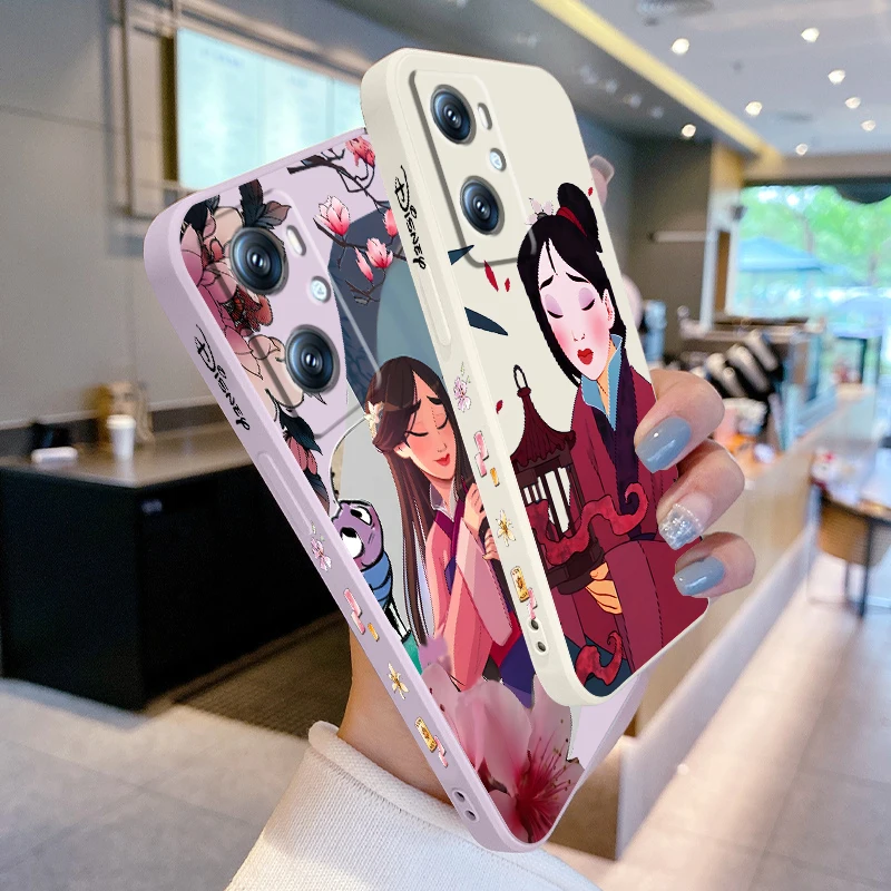 Disney Mulan Beautiful Brave Liquid Left Rope For OPPO Find X6 X5 X3 A98 A96 A94 A93 A77 A76 A74 A72 A57 A53 A16 5G Funda