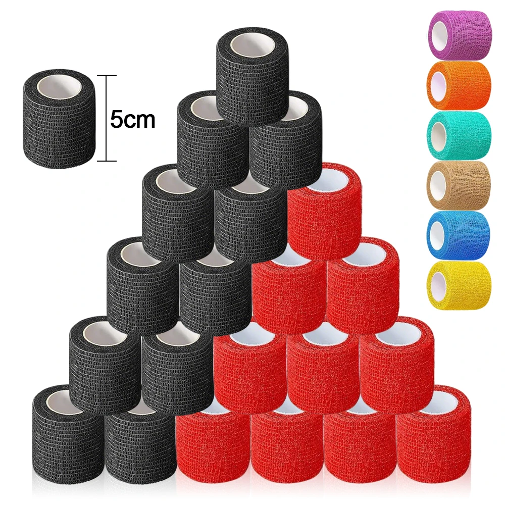 20pcs Tattoo Grip Bandage Cover Mixed Colors Self-Adhesive Breathable Elastic Bandage Cover Wraps Tapes Tattoo Accessories