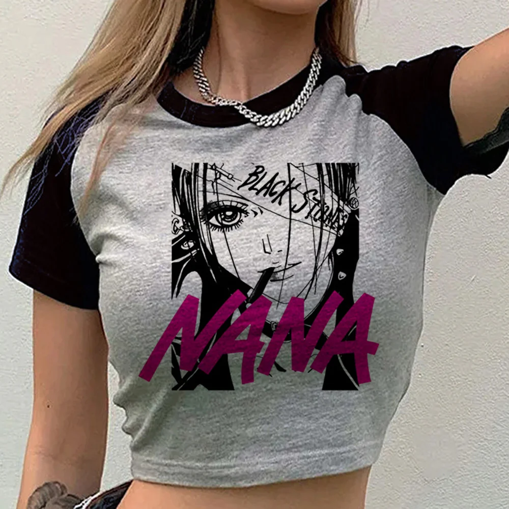 Nana Anmie cropped top ladies y2k jojifuku cutecore japan baddie top tees streetwear party emo dollette