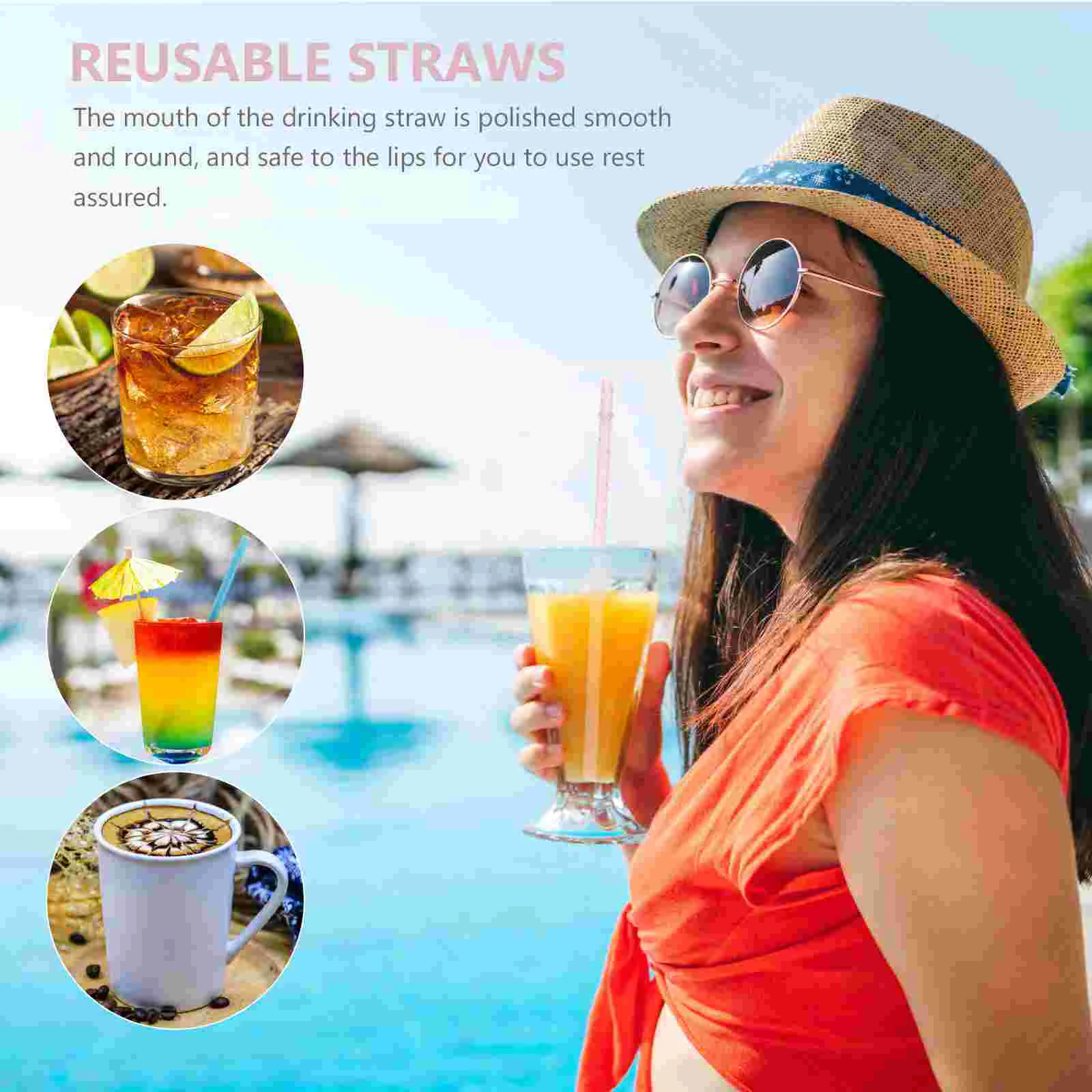 25 Pcs Colored Straws Long Christmas Drinking Reusable Juice Luau Party Thicken