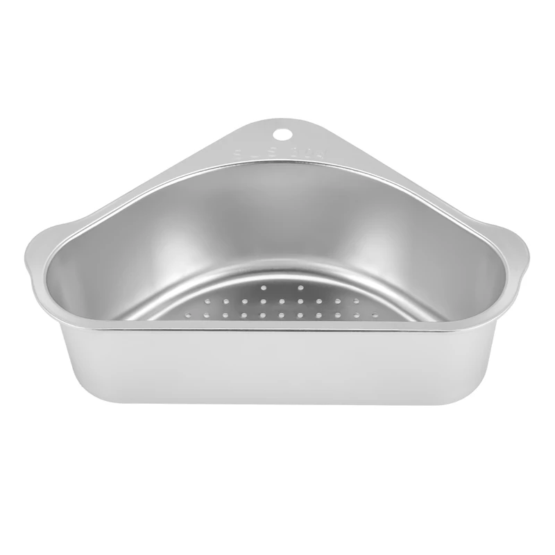 Kitchen Sink Drain Basket Suction Cup Triple-Cornered Draining Shelf Sink Strainer Sponge Holder For Support Corner