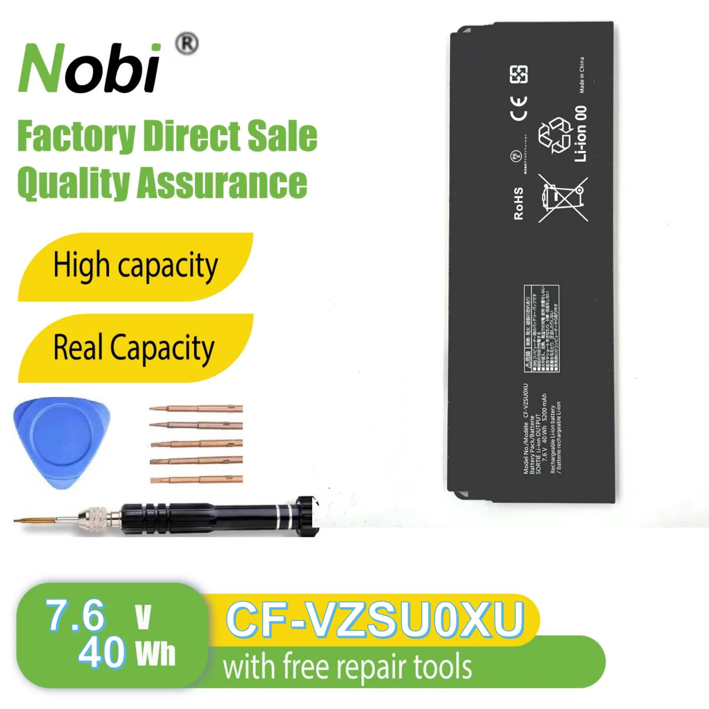 

Nobi CF-VZSU0XU battery for Panasonic CF-XZ6 CF-XZ62 XZ6R XZ6S XZ6F Series （40Wh-7.6V)