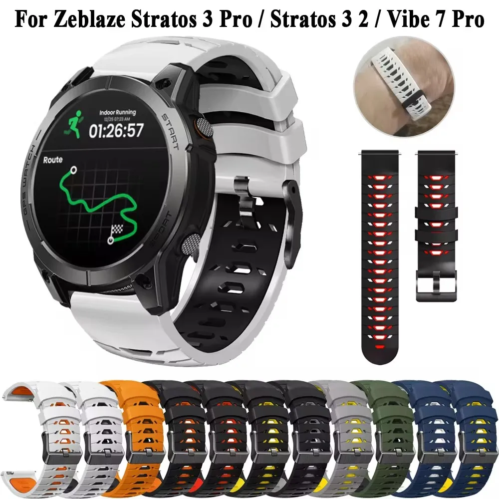 Strap For Zeblaze Vibe 7 Pro /Zeblaze Stratos 2 3 22mm Watch Band Bracelet Belt Replacement Sports Silicone Wristbands