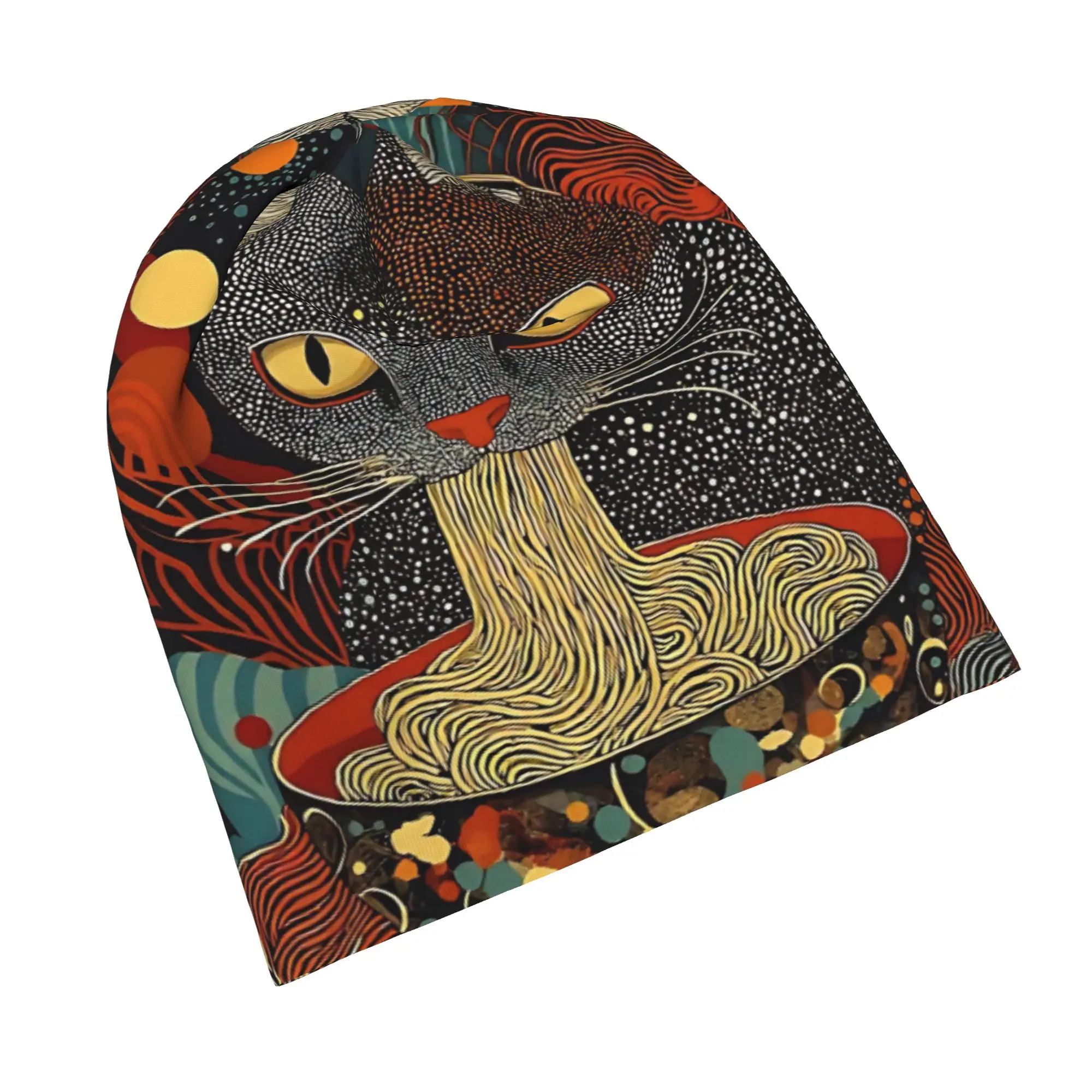 Yayoi Kusama Cat Ramen Bonnet Hats Fashion Street Skullies Beanies Hats  for Men Women Warm Dual-use Cap