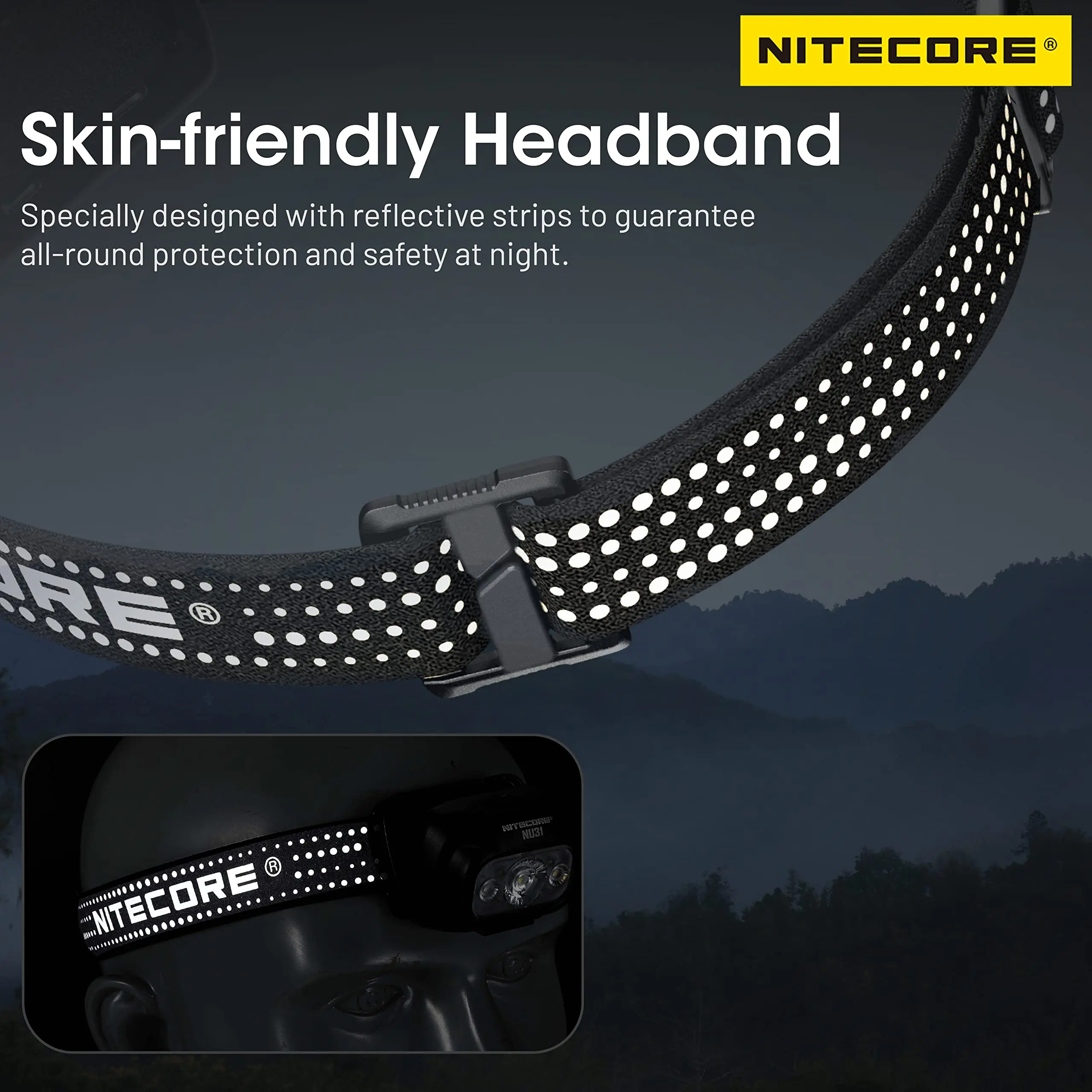 Nitecore NU31 550 Lumen Lightweight Aluminum Headlamp Triple Output USB-C Rechargeable