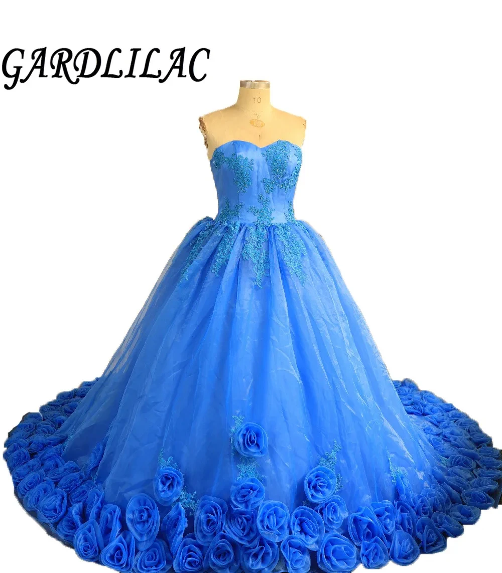 Gardlilac New In Stock Ball Gown  Quinceanera Dresses Organza With Flowers Sweet 16 Dress For 15 Years Debutante Gown