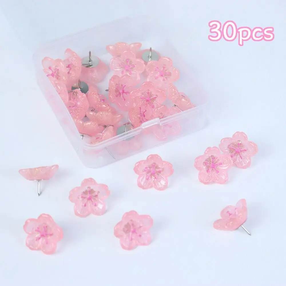 10/20/30 Pz Creativo Sakura Puntine 3D FAI DA TE Fiore Rosa Puntine con Scatola Riutilizzabili Borchie Decorative Indicatori Murali