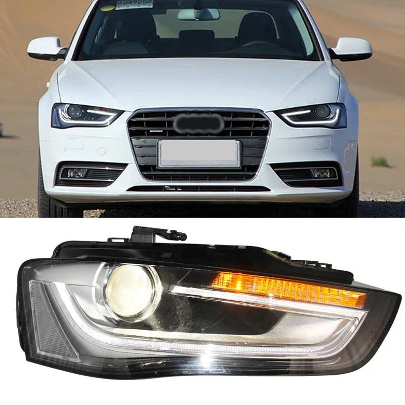 

Car Styling for Audi A4 Headlights 2013-2016 High Configuration A4 B9 LED DRL Lens Double Beam H7 HID Xenon bi xenon lens