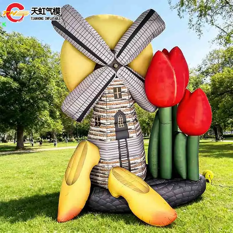 

Fast Shipping Giant Inflatable Farm Windmill Background Decoration Outdoor Advertising Blow Up Tulip Flowers