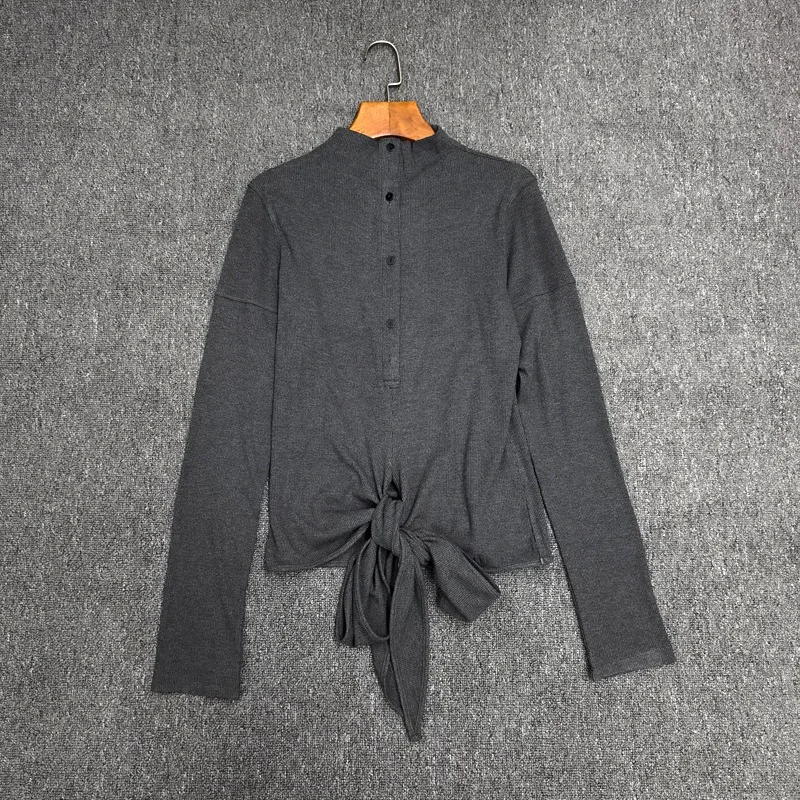 Women'S Lace-Up Long-Sleeve T-Shirt (2026 Autumn/Winter New Arrival): Slim-Fit Figure-Flattering Base Layer With A Unique Design