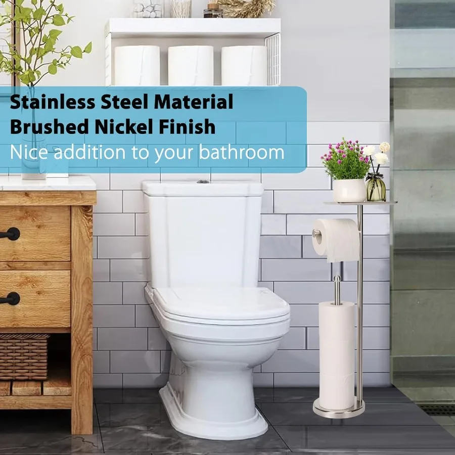 حامل ورق التواليت مع رف حامل ورق التواليت قائم بذاته مع صينية للأشياء الصغيرة حامل ورق المرحاض Stora قائم بذاته #4