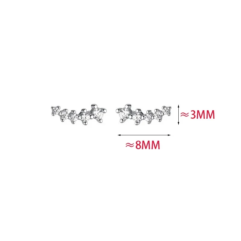 

Real 925 Sterling Silver 18K Gold Zircon Arcuate Stud Earrings for Women Minimalist Classic Fine Jewelry Geometric Accessory