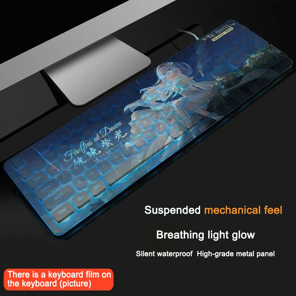 Honkai: Star Rail Keyboard 104 Keys Firefly‌ Gaming Anime Kafka USB Wired Backlit Gaming Keyboard Keycap For Office Laptop Games