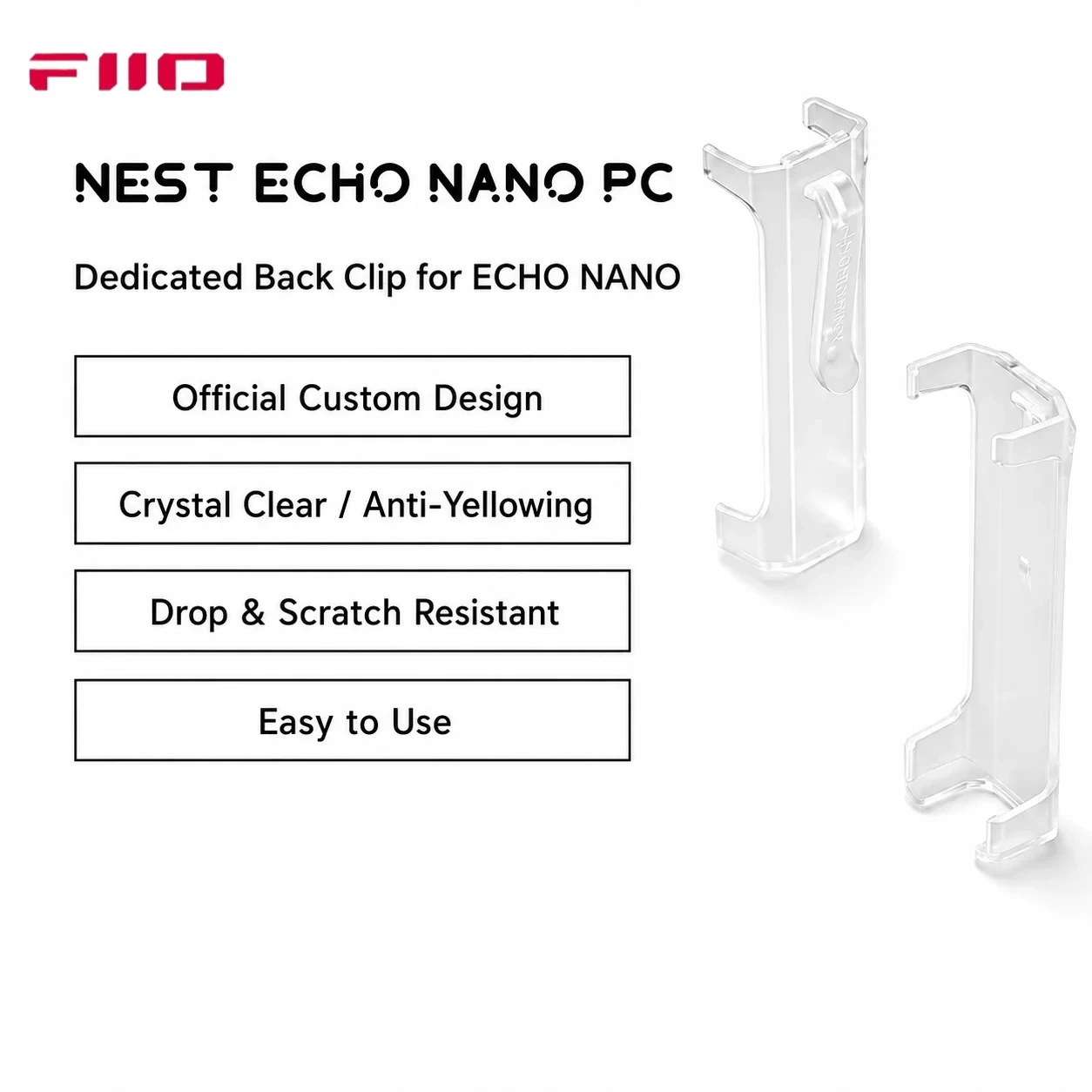 FiiO Echo Nano Transparent Protective Back Cover FIIO NEST-ECHO NANO TPU Mini Portable Music Player MP3 Transparent Clip-on