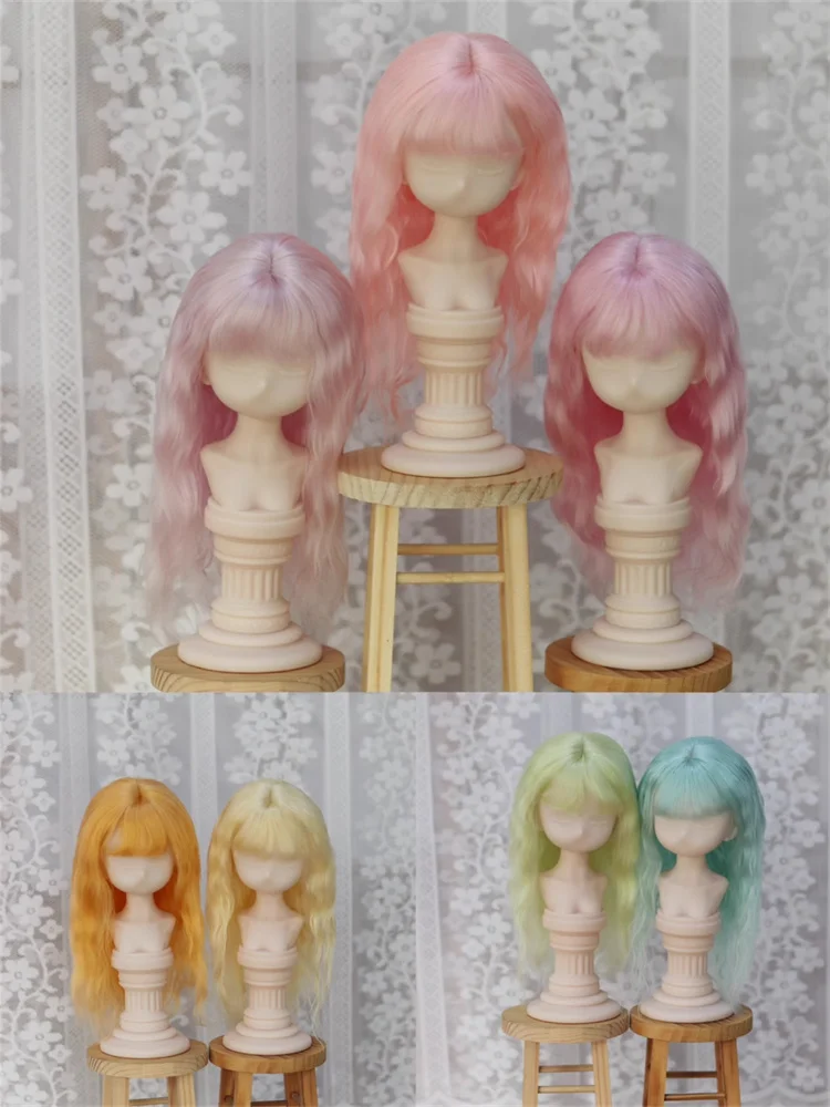 

BJD Doll Wigs Long Mohair Hair For 1/3 1/4 Dolls Wavy Hair Accessories Pink Purple Green Blue Yellow Bunches Wigs