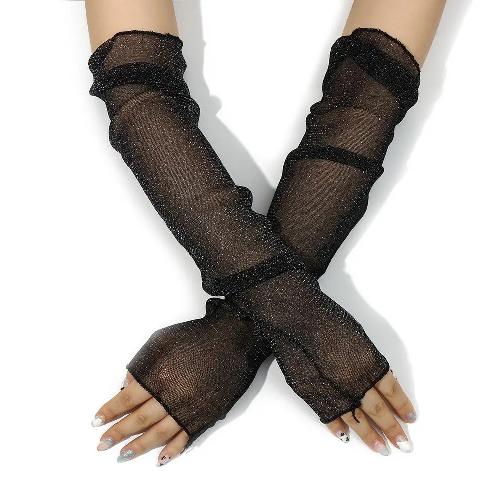 Sommer Mode Dame Gaze Sonnenschutz Ärmeln Handschuhe Frauen Dünne Lange Finger Arm Wärmer Sonnenschutz UV Atmungsaktive Fäustlinge