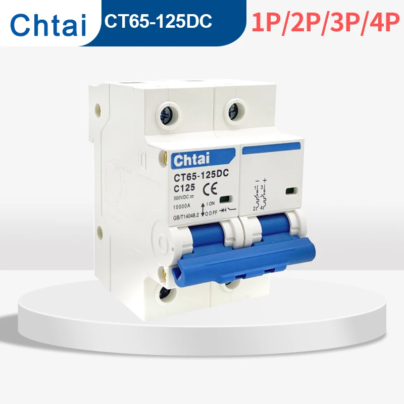 DC MCB CT65-125 Mini Circuit Breaker 1P 2P 80-125A 500V/1000V for Solar Energy Photovoltaic Protection air protect device