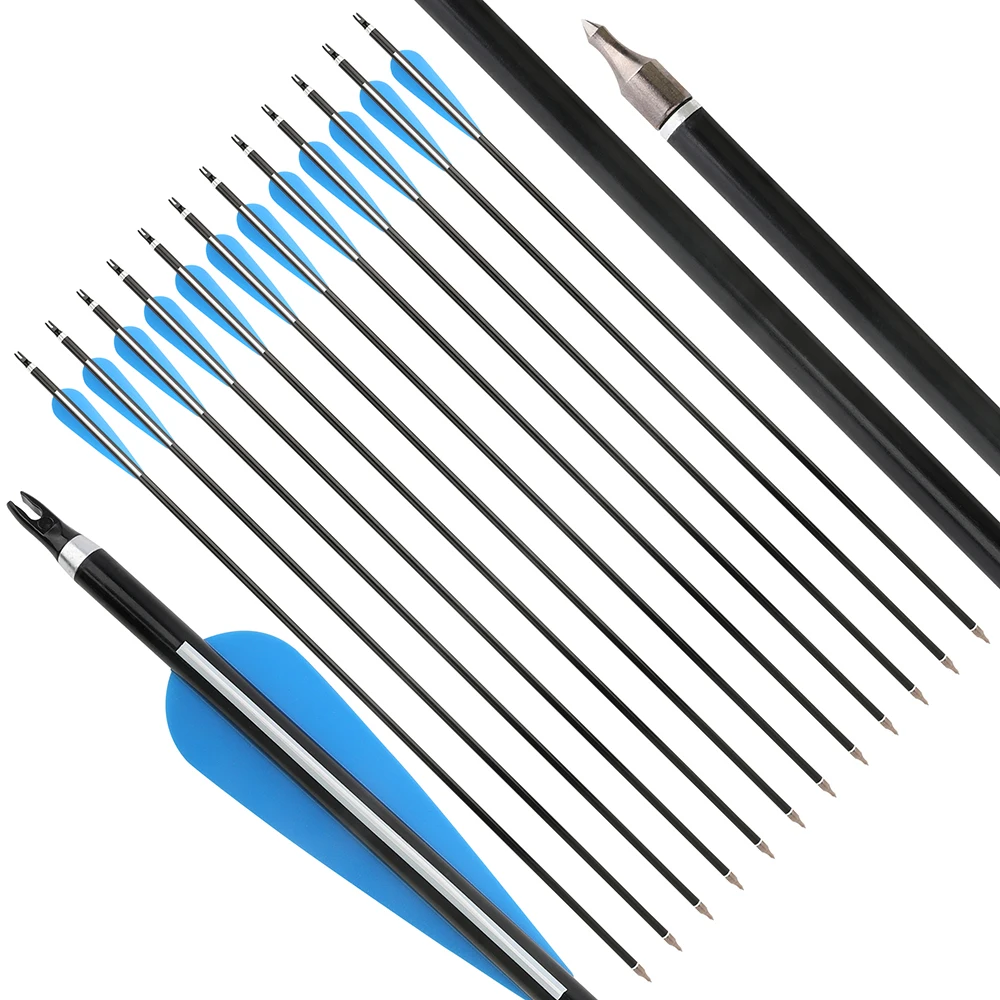 

6/12PCS 31.7 Inch Aluminum Arrows Spine 300 with 4inch Vanes 120Grain Tips Compound Bow Hunting Recurve Bow Archery Shooting