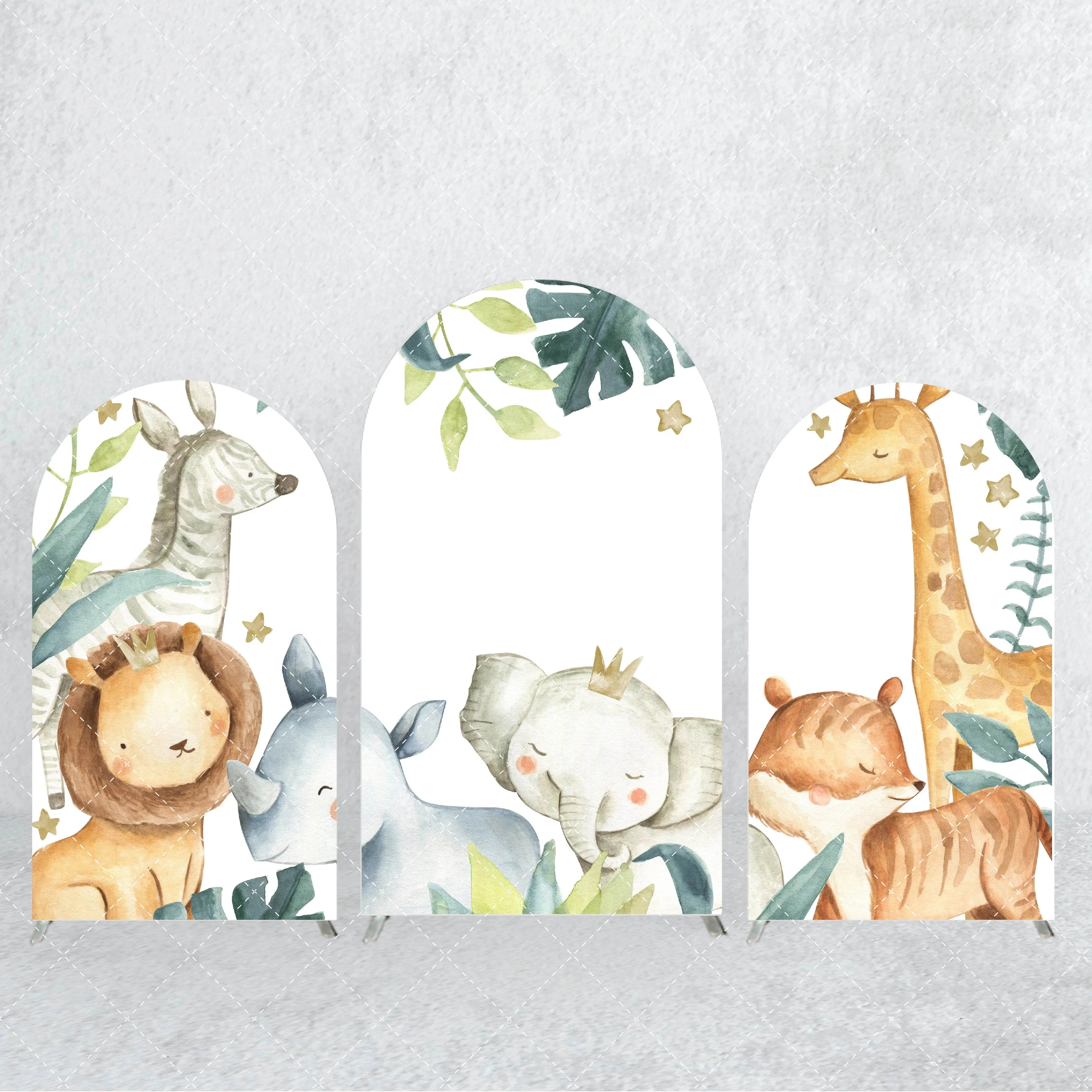 

Mehofond Arch Backdrop Cover Elephant Fox Animals Theme Baby Shower Boys Birthday Party Safari Lion 2-sided Background Prop