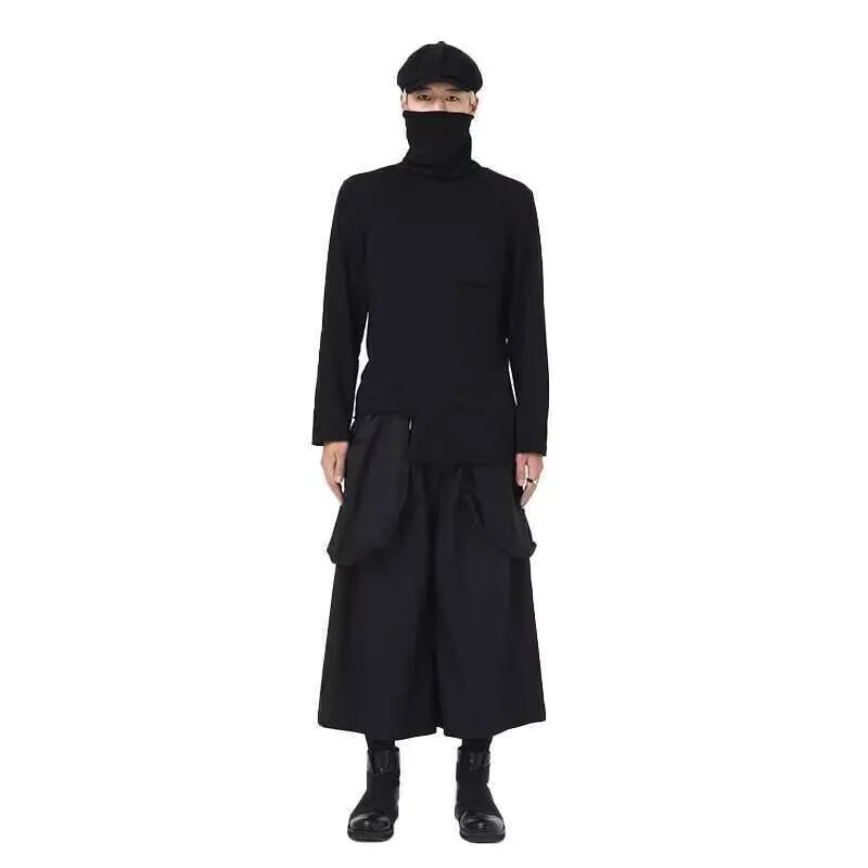 

Men's Pocket Cropped Wide Style New Black Pants Leg Pants Casual Pants Dark Yammoto Street Wear Plus-Size Runway Show