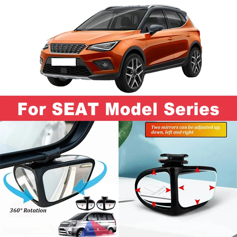 

2Pcs 360° Adjustable Blind Spot Mirrors Convex Wide Angle Rearview For SEAT Ibiza Leon Arona Ateca Tarraco Toledo Mii Alhambra