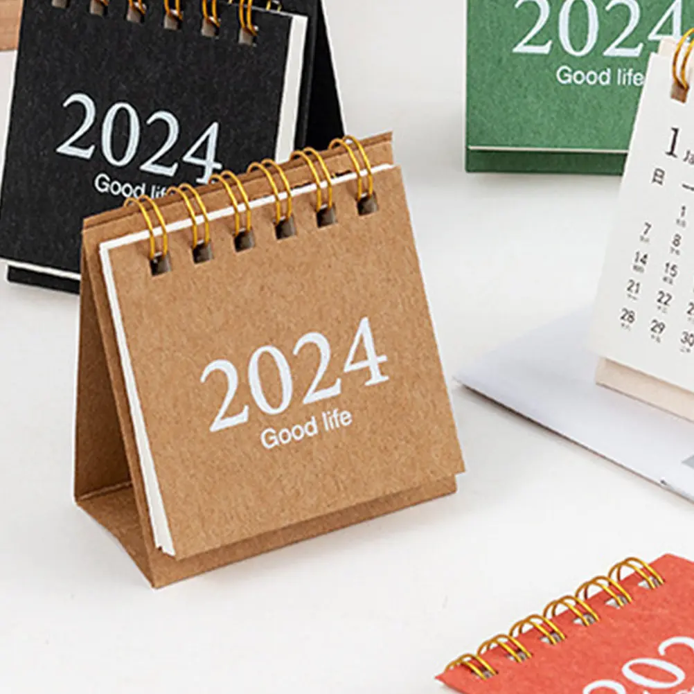 

Small 2024 Desk Calendar Made of Sturdy Paper Convenient Desktop Calendar for Office Home Study Simple Style Standing Daily