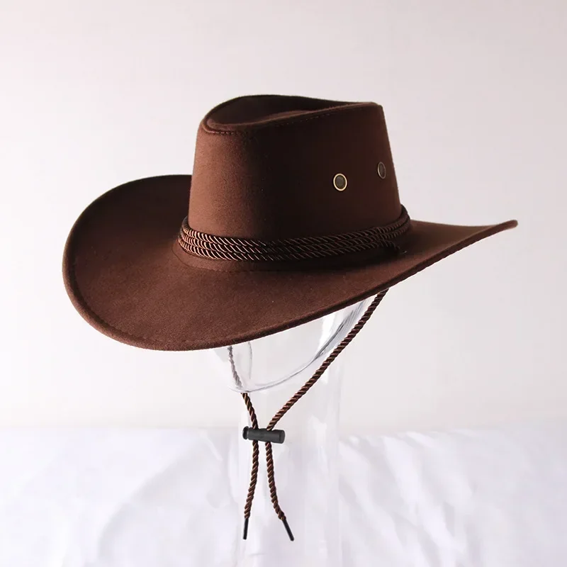 Vintage Western Cowboy Hat Solid Color Basin Hat Wide Brim Jazz Hat Outdoor Sun Protection for Hiking Camping Riding Cowgirl Hat