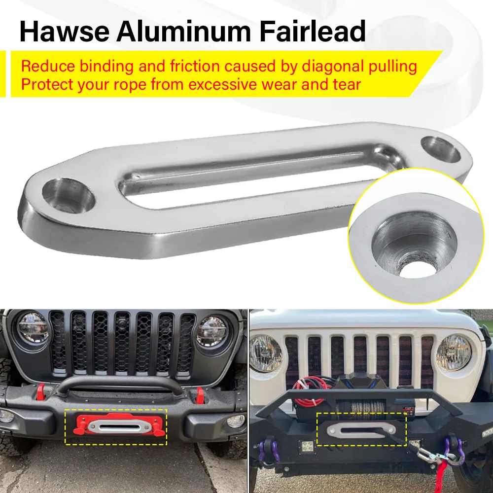 Aluminium 12000 lbs Winch Rope Guide Silver Hawse Aluminum Fairlead Fairlead For Off Road 4WD Guard Rope