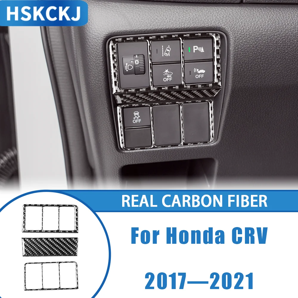 

For Honda CRV 2017—2021 Carbon Fiber Headlight Switch Frame Set Panel Car Accessories Interior Cover Trim Sticker Modification
