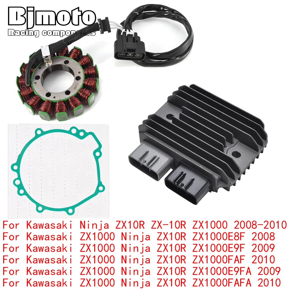 ZX10R 2010 ZX-10R Engine Stator Coil+Voltage Regulator rectifier For Kawasaki Ninja ZX10R ZX-10R ZX1000 2008 2009 With Gasket