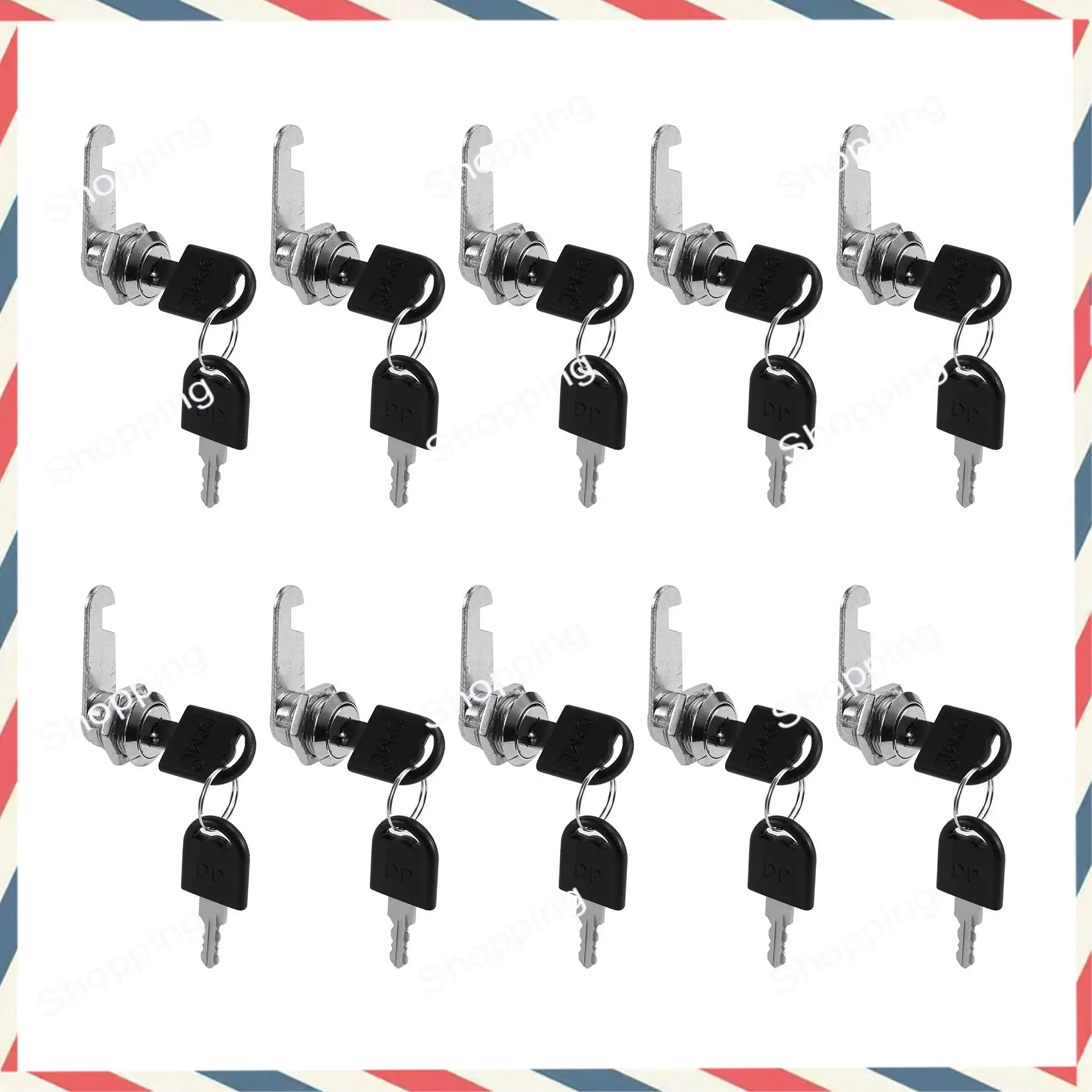 

M20K 10 Set Security Lock Metal Cylinder Cabinet Locker Cam Lock With Keys Security Mailbox Lock Drawer 16Mm