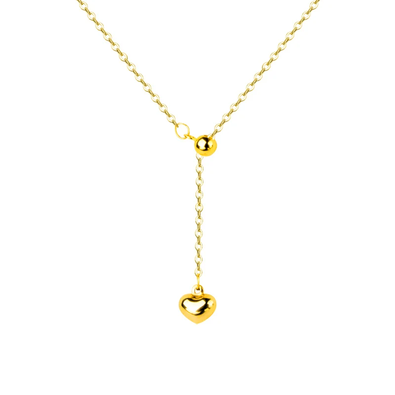 18K Yellow Gold Necklace Pendant Fine Jewelry Love Chain for Women Wedding Party Anniversary Gift AU750 X561