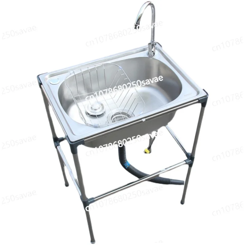 

Vegetable Washing Basin with Bracket Sink Single Basin Kitchen Sink Kitchen Thickened Stainless Steel