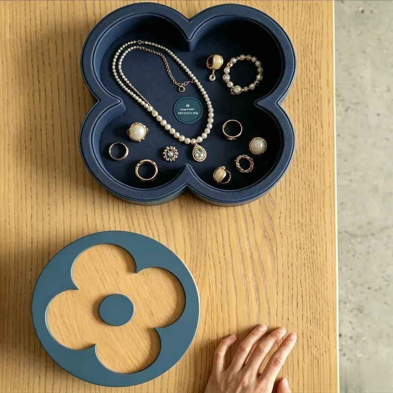 Leather Ring Storage Box Luxury Bracelet Display Case Wooden Earring Organizer Boxes Multifunctional Jewelry Collection Cases