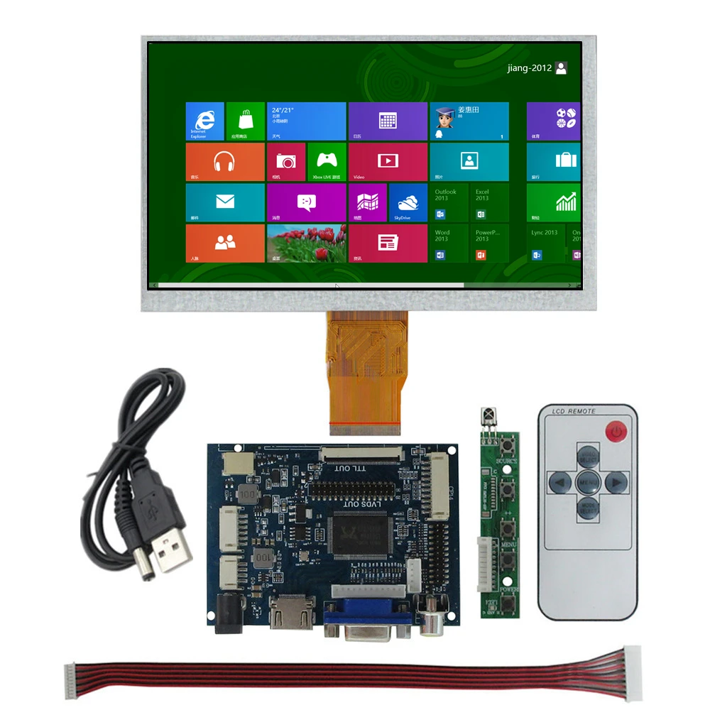 7 Inch 1024×600 IPS LCD Display screen HDMI VGA AV Driver Board Kit for Raspberry Pi PC Windows 7/8/10 Monitor
