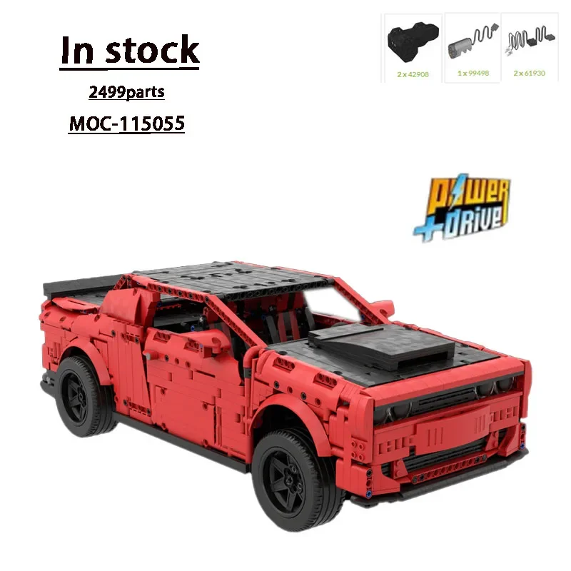 MOC- 115055   Rood Nieuwe Supercar Racing Bouwsteen Model 2499 Onderdelen MOC Creatieve Jongen Kinderen Kerst Bouwstenen Speelgoed Cadeau