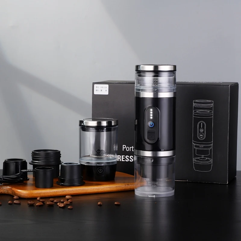 Mesin Espresso Portabel Pembuat Espresso Portabel Pembuat Espresso Perjalanan Pengisi Daya USB dengan Pembuih Susu